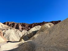 Hiking through Golden Canyon towards Red Cathedral