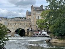 Weir with tourist boat.  We saw some kayakers today, in a group, and the guide took them over the Weir.  I'm not sure what grade falls they are but it look fun