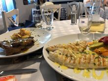 Pork cheeks and sea bass!