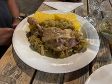 and Ed ordered duck leg with cabbage and polenta.