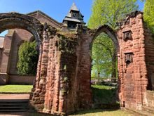 Ruined walls from prior church on St. John's grounds