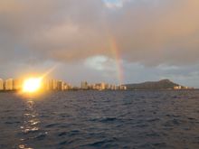 Rainbow over Diamond Head and Sunset over Ala Moana