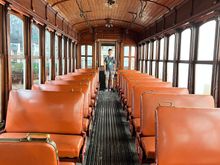There is one historic tram car that you can board