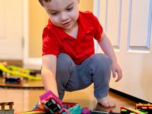One of his grandmother's got him this train set, which he loves