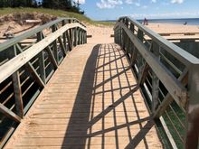 The footbridge that people were jumping off of into the channel