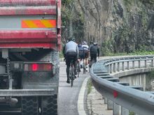 There was a lot of road work going on. Between bikes, buses, and trucks on switchbacks, and stoplights for one-way traffic in construction zones, driving anywhere takes longer than expected.
