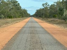 Road paved down the middle.