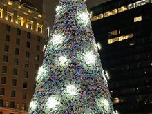 snow dusted Christmas tree