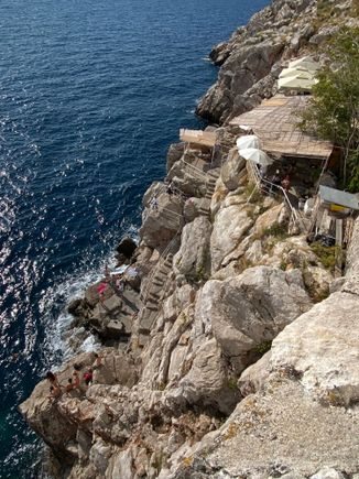 Along the cliffs below the walls