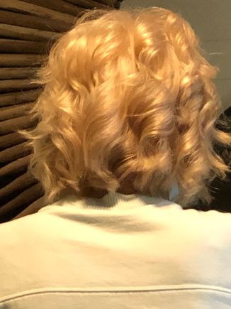 My mother’s hair from the back.  She asked me what it looked like and I told her it looked great and took the photo. She has a lot of hair at 87, it’s all hers. 