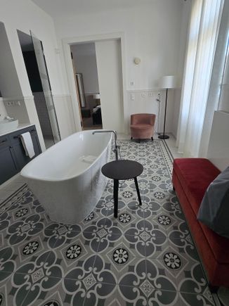 The bathroom ...
