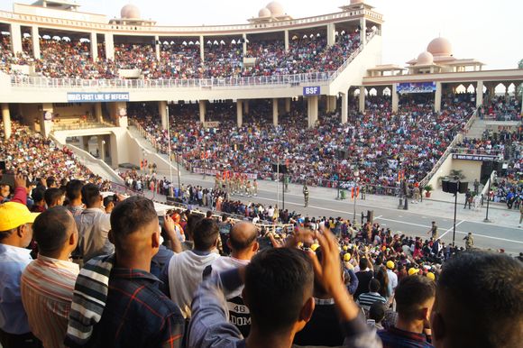 Part of the crowd at the Wagah border.