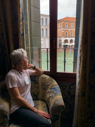 Joyce enjoying the Grand Canal 