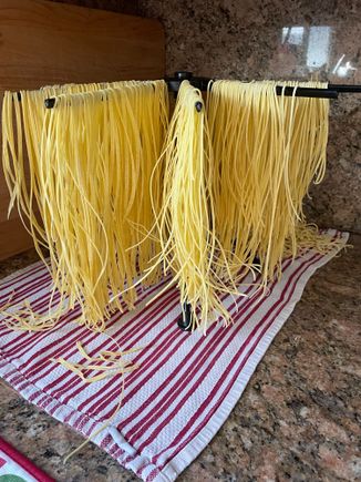 My son-in-law’s homemade pasta. 