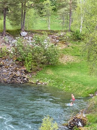 Crazy people in the freezing river 