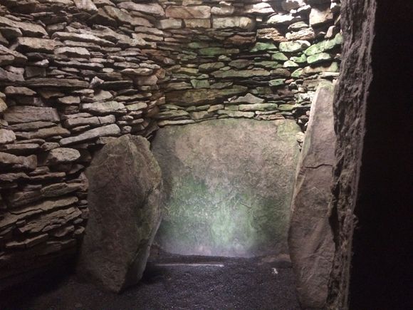 Inner chamber of Camster Cairn - passageway was narrow and very low - I nearly had to crawl on hands and knees and I’m only 5 feet tall. I had to think about going in for a minute or two and I’m not really claustrophobic. DH passed on this one, but went in one that had a slightly larger passageway.
