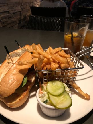 
Sandwich good but not memorable.  Fries were outstanding.  Tiny serving of slaw not a patch on my own but the garlic pickles were excellent. 