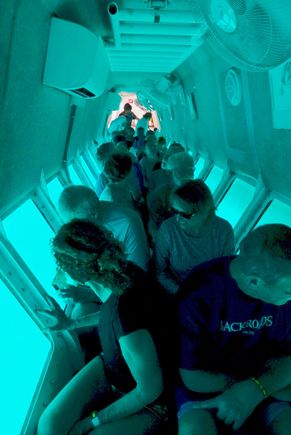 The semi submersible boat giving us our first look at this very long Reef.