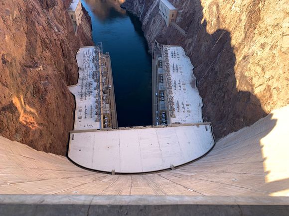 Photo from the top of the dam looking down