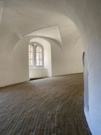 Going round and round up to the top of the Round House 