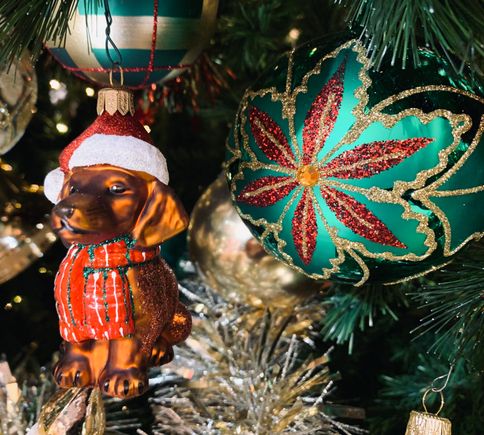 
Dog-themed ornaments were very popular in the Christmas department at 


Le Bon Marché, esp labs, goldens, corgis, poodles, pugs and dachshunds. Alas, no English cocker spaniel ornaments. :-(  The store's window displays this year were amusing but odd, sort of an Eiffel Tower under the Sea theme, with dancing squids and other sea creatures surrounding the Tower. 