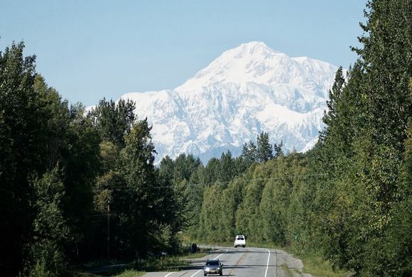 Driving from the south near Talkeetna (shot through the windshield - ignore the bugs)