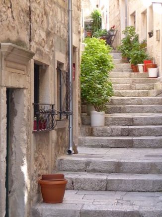 Some of the many steep steps in Korčula