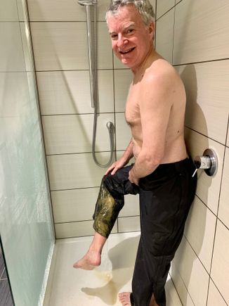 Easiest way to clean the rain pants, lol!