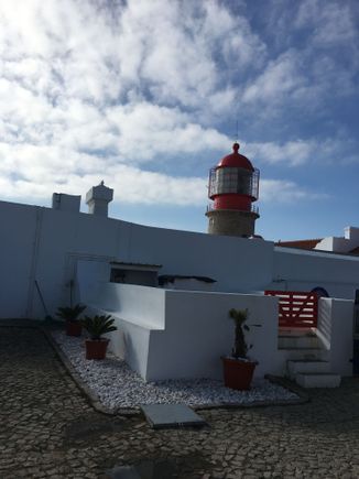 A not great photo of Cabo St Vincent. Sort of a letdown due to lots of cars and visitors all about after a morning of lovely solitude. 

