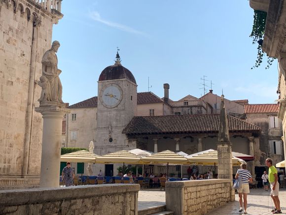 Clock tower and loggia.  Main square in Trogir.