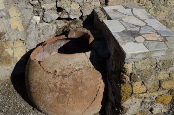 It was not crowded during morning hours at Herculaneum. Nonetheless, posted signs asked (afternoon?) visitors to 'please wait their turns to be called inside--we have too many visitors here just right now.'  School groups made up the majority of visitors. Graffiti from the ages was seen on some interior walls. Who does that? Btw, seniors may ask for an 'anziana' discount here, as elsewhere. 