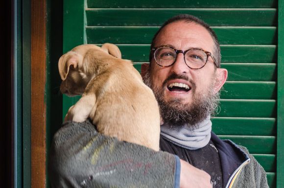 But our main connection was Mario Arzano (39) 39224740407. Mario is property manager for Le Zinefra plus a dozen other rentals. He also offers a couple apartments at his own home up in tiny Torre. That home is directly on The Path of Lemons and the views there are worth crossing an ocean for. Mario is both wonderful and reliable, a fixer who will solve our concerns. *He also partners with excellent taxi driver Patrizio Amato (39 339 2490908) Above, Mario returns from a canine painting class.