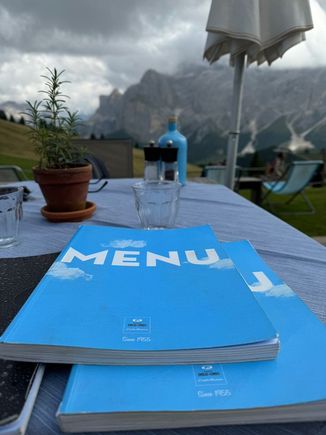 Eventually we circled around and headed back to lunch at Rifugio Emilio Comici, which has a massive menu (also known for seafood)