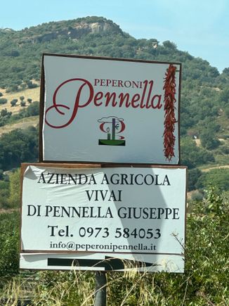 Sign to Pennella farm, coming from the north, this is before the town of Denise and not easy to spot....we drove back and forth a few times despite having visited eleven years earlier....