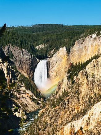 Artist Point with view of rainbow at Lower Falls