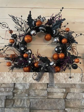 My Halloween wteath. Wish I could say its homemad, but alas, Im not that talented. 