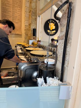 Making the crepes 
