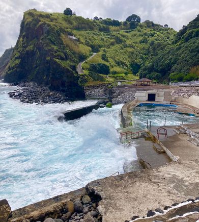 At the end of the highway a more typical winding road took us to this spot on the rugged coast to an ocean fed pool, deserted at this time of year.