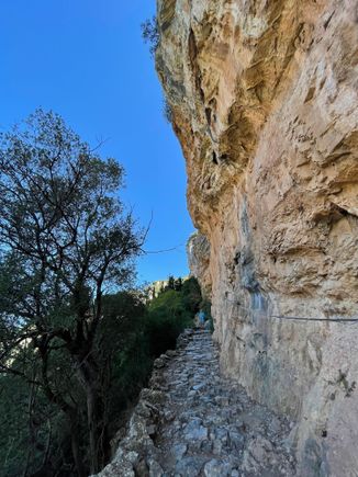 Some of the trail is rough to say the least,his leads to the walled ruins of the Old Philosophou monastery, founded in around 960