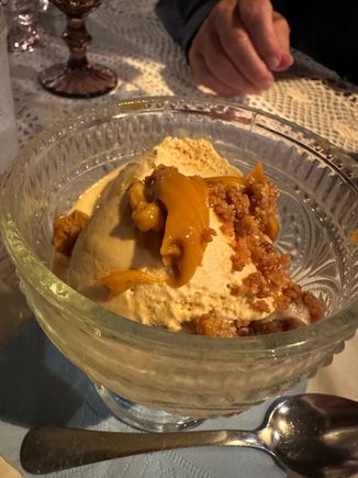 Outrageously great gelato with salad Carsmel sauce..
I have the total bill some where, but prices are in line with other good places in the city, and much less than DON CAMILLO...and much more casual.....HIGHLY recommended......