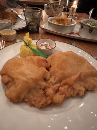 ONE portion of Wienerschnitzel!  (There is also a variety of schnitzel from Munich which we will try..)