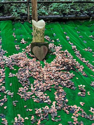 People buy these hearts, write on them and throw them here. 