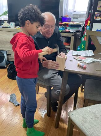 Building a bird house with Grandad