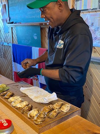 Julio shucking oysters! This was so much fun!