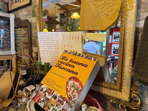 The thank you note from our grandchildren that Olivia and Ricardo display in the restaurant. 