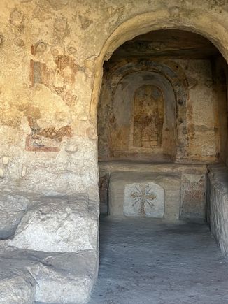 A cave church with ancient frescoes.