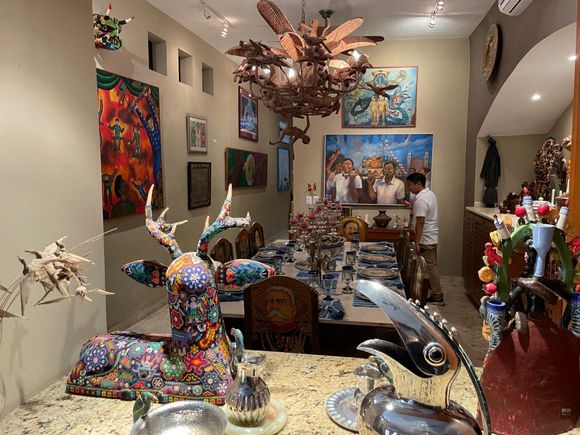 Looking into the dining room from the kitchen