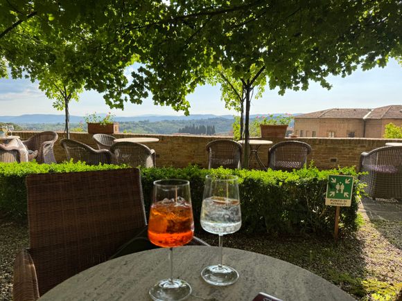 The terrace behind Hotel Palazzo Ravizza is a great place for drinks.
