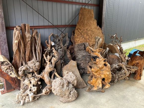 Wandering around, I noticed this stash of wood roots, trunks, etc in someone's garage - maybe a carver! (or landscaper)