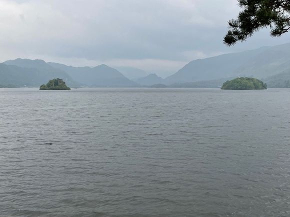 Several small islands in Derwentwater Lake